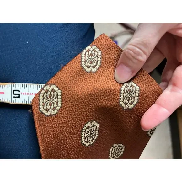 tie 1970s bronze brown geometric - Picture 9 of 9